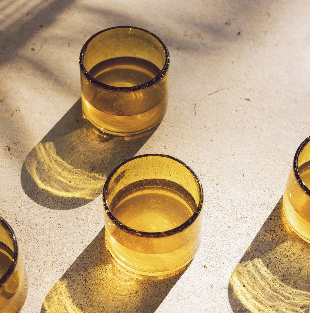 Verre à vin sans pied ambré recyclé, lot de 4