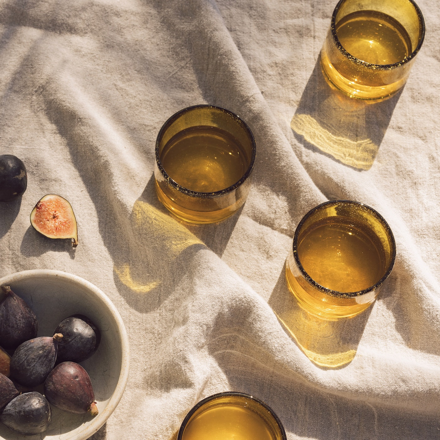 Verre à vin sans pied ambré recyclé, lot de 4