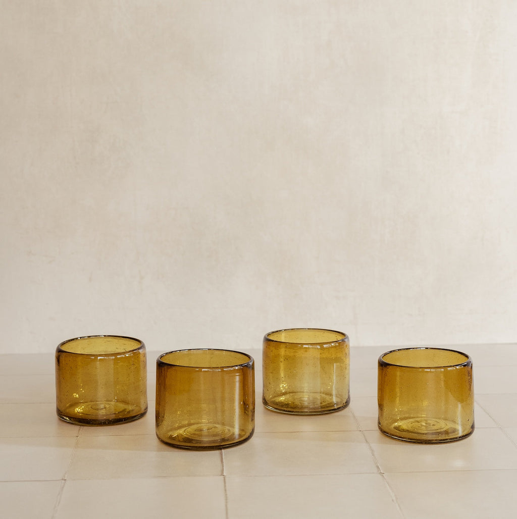 Verre à vin sans pied ambré recyclé, lot de 4