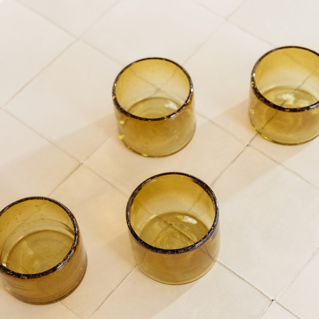 Verre à vin sans pied ambré recyclé, lot de 4