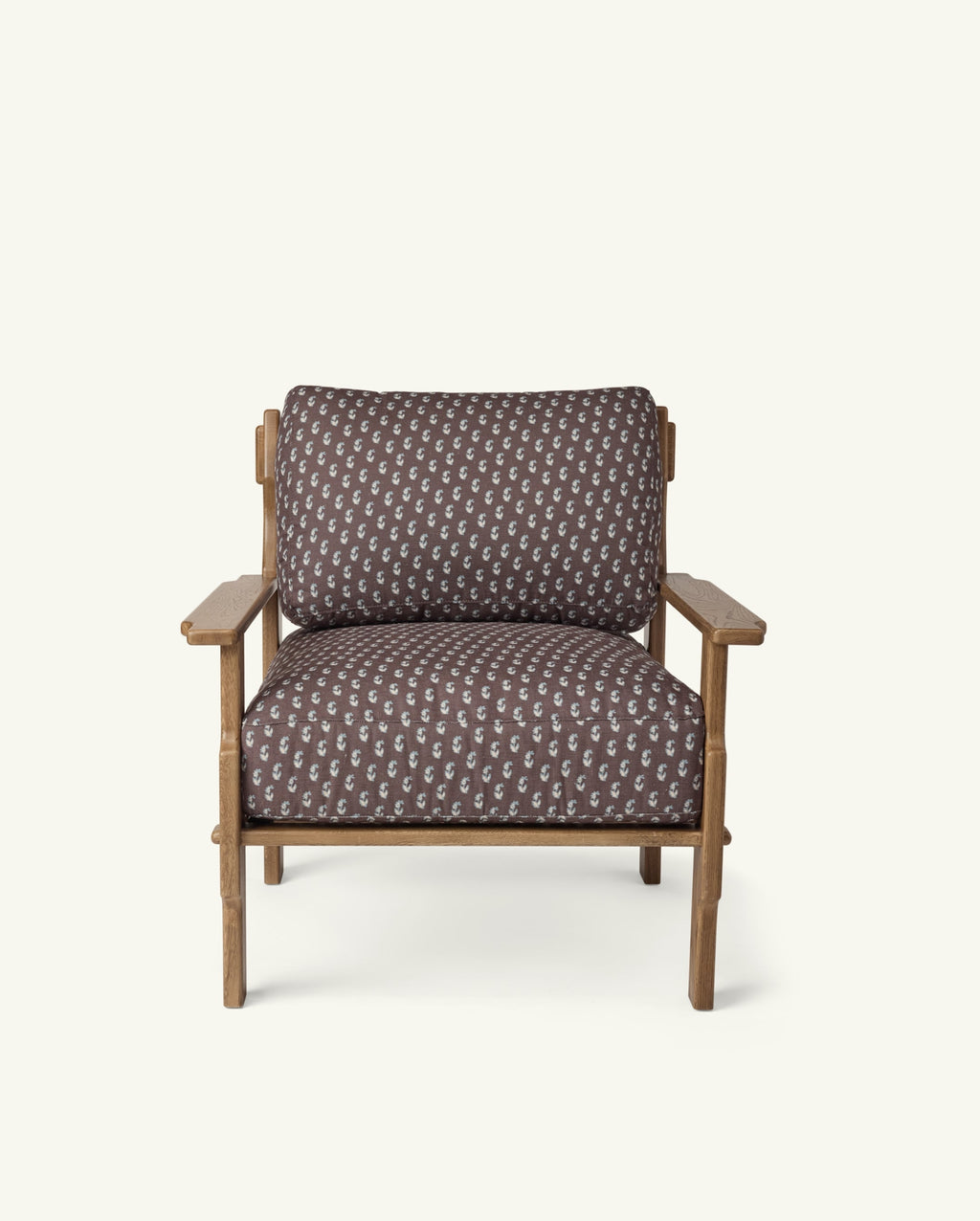 Fauteuil Leela à motif floral cacao