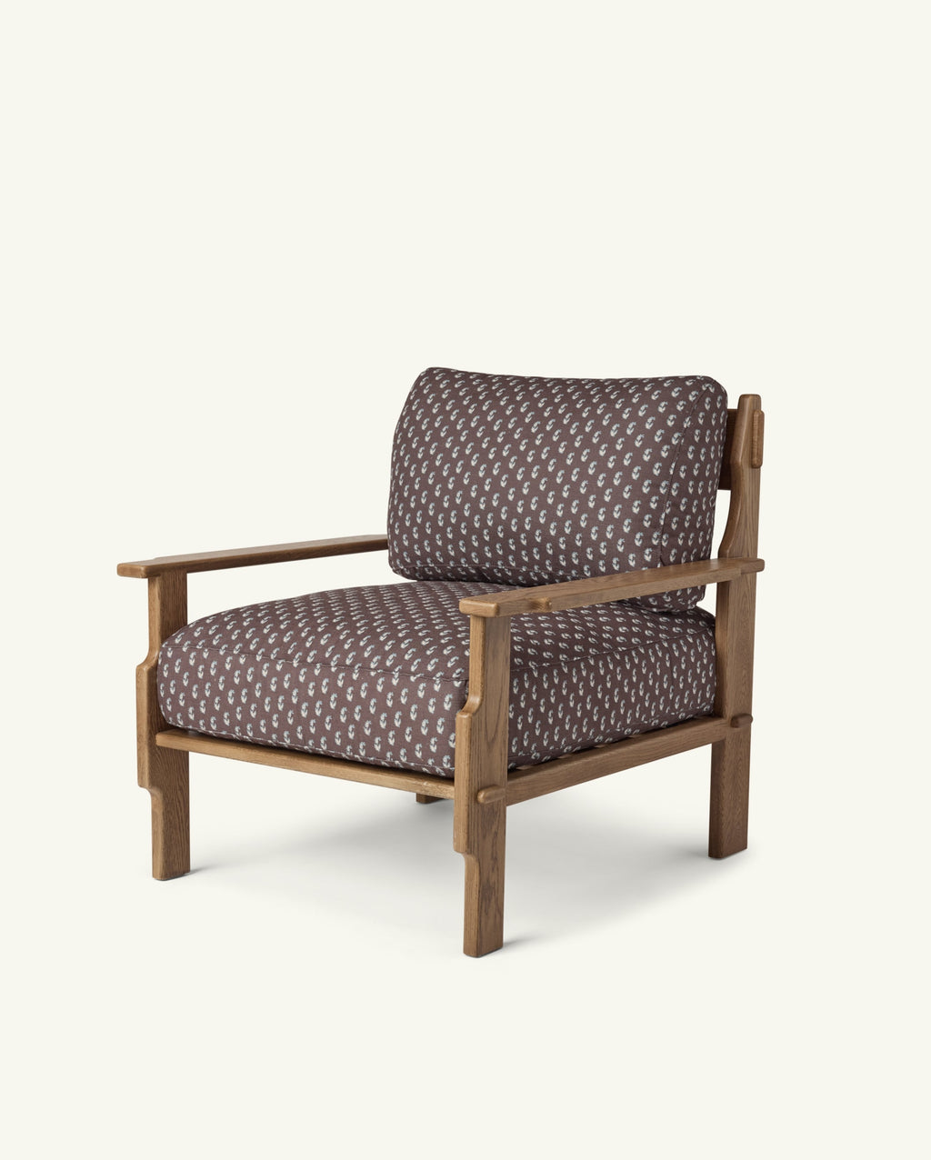 Fauteuil Leela à motif floral cacao