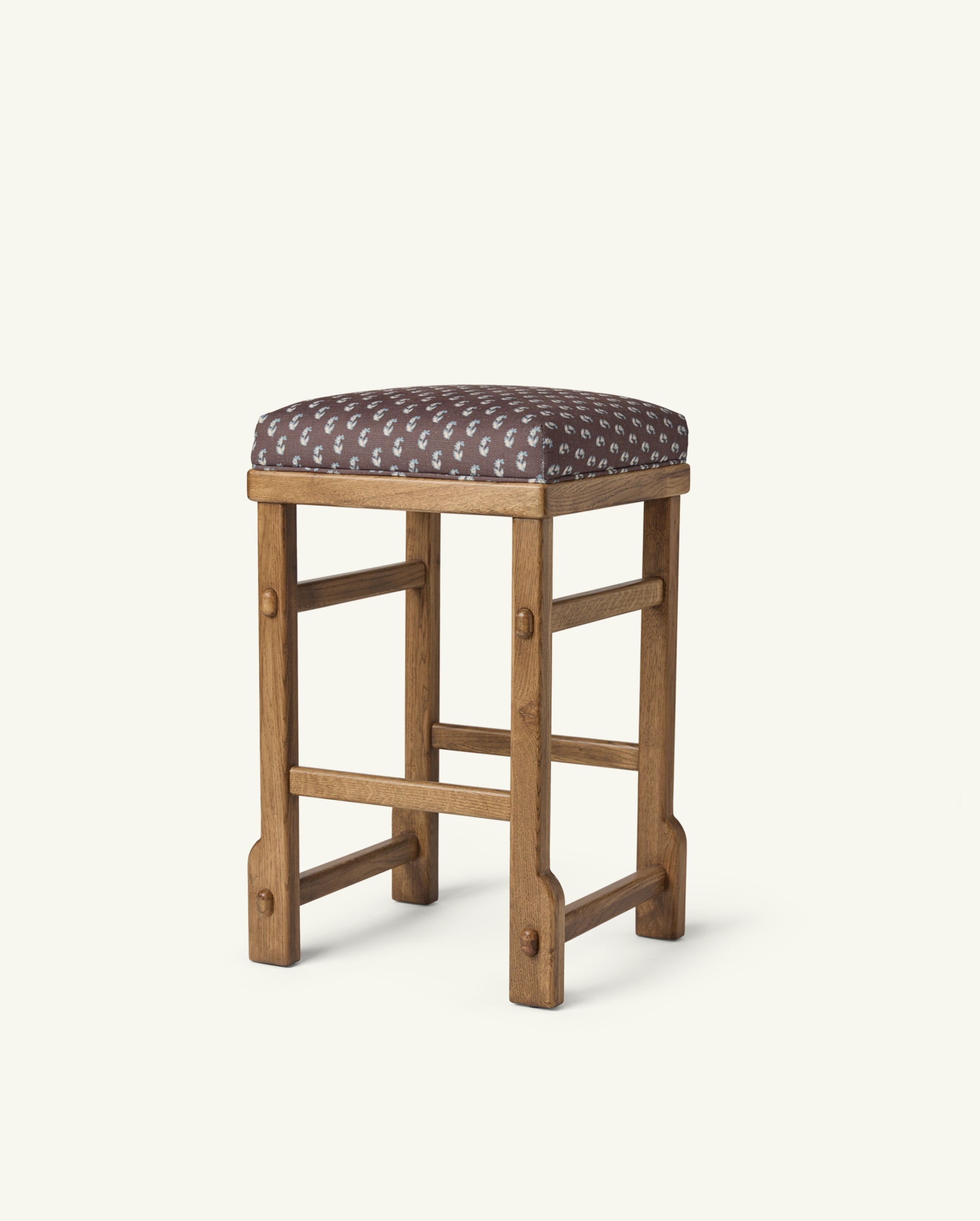 Tabouret de bar Sari à motif floral cacao