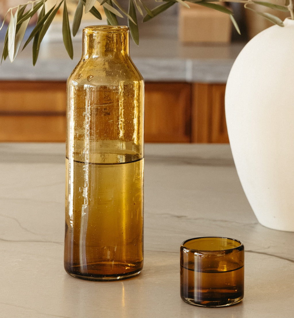 Ensemble carafe et verre recyclés Luna