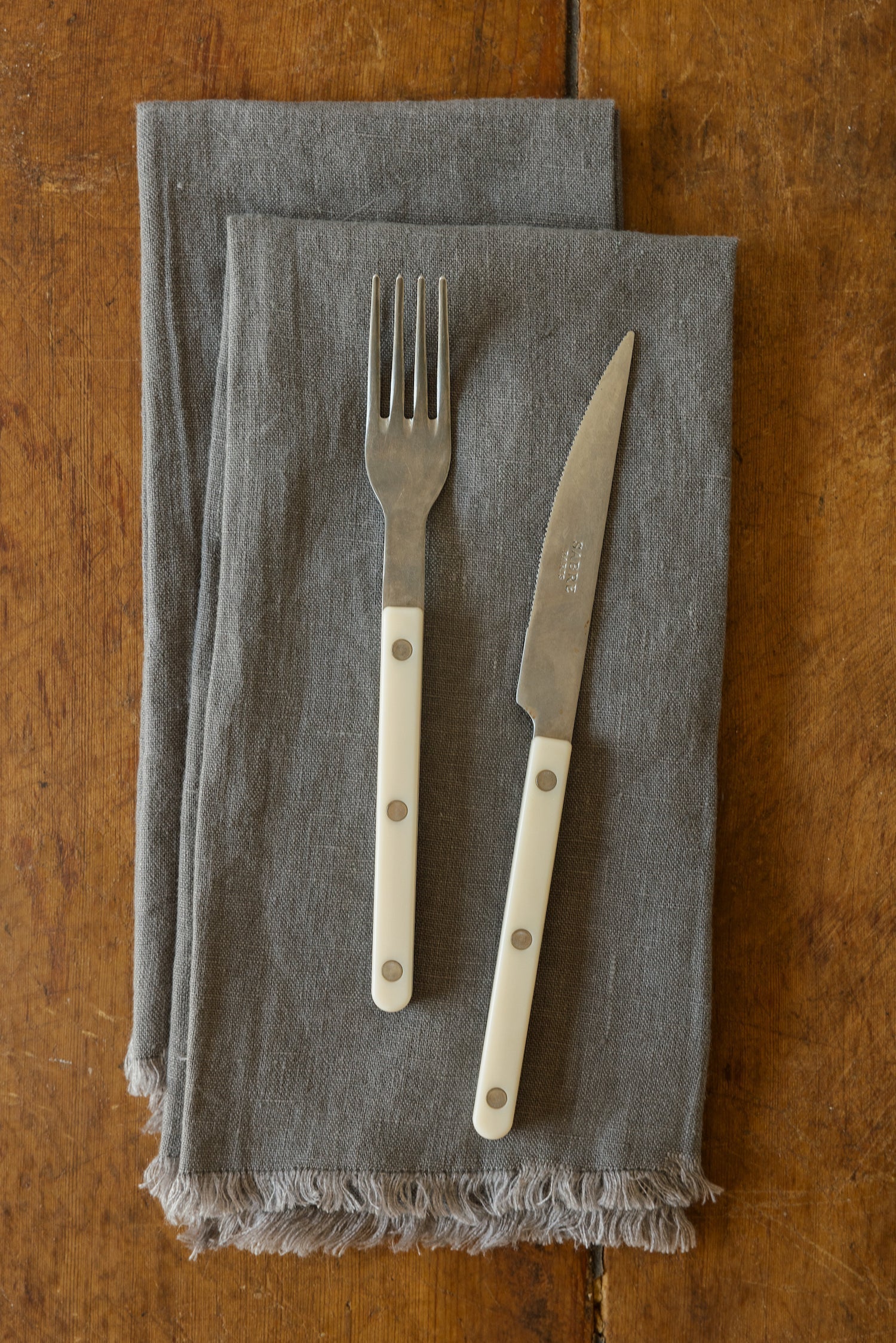 Serviettes en lin effilochées surdimensionnées, lot de 4