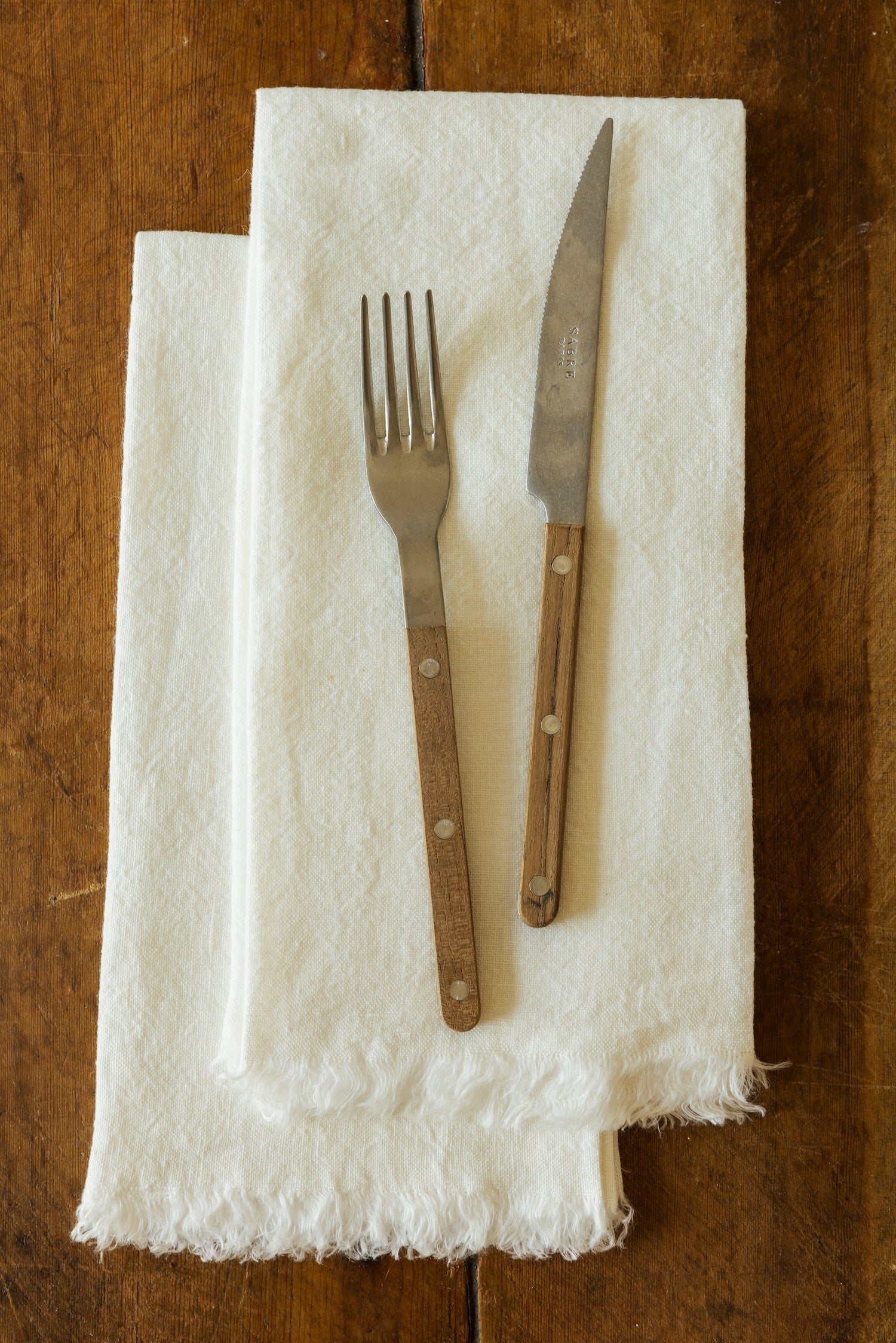 Serviettes en lin effilochées surdimensionnées, lot de 4